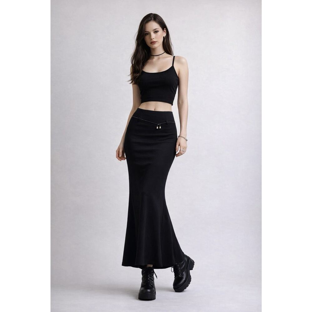 Vintage Y2K Mirella Maxi Skirt Black Goth Whimsygoth Size S 28” Waist
